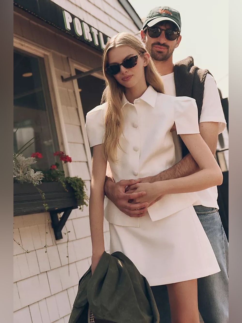 NWT Anthropologie Hutch Buttondown Two Piece Set White Jacket Mini Skirt - Picture 2 of 9